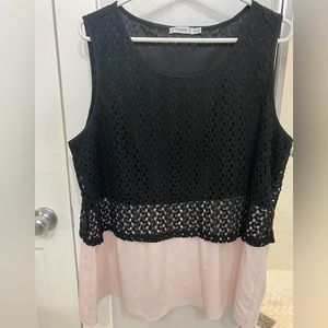 Rickis black and pink sleeveless blouse